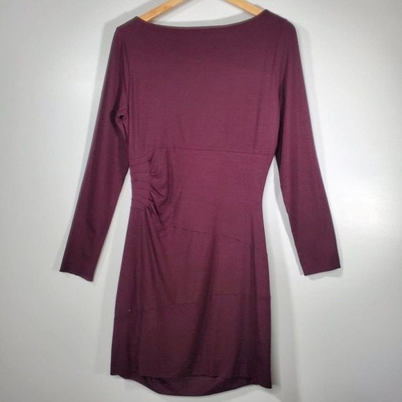 Diane von Furstenberg Joy Stretch Bodycon Long Sleeve Pleated Dress Burgundy 10 - Picture 6 of 12